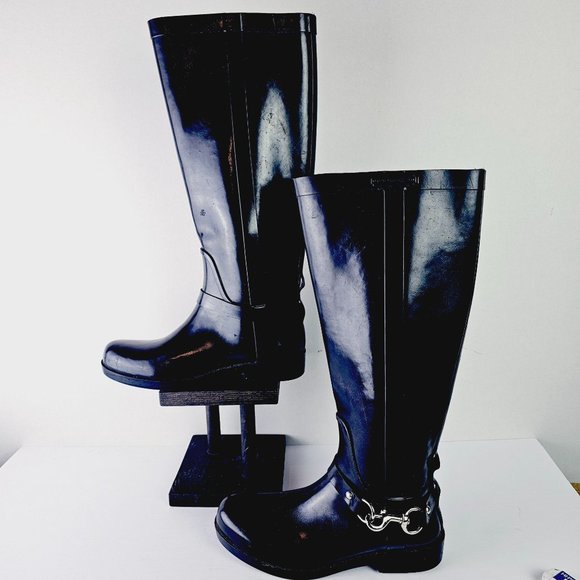Coach Women's Lori A7735 Rubber Rain Boots Black Size 6B - Picture 2 of 11